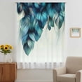 thumbnail image 3 of Turquoise Feather Sheer Curtains 45 Inches Long, Abstract Beige Peacock Feather Light Filering Curtains, Breathable Simi Curtain Privacy Drapes for Kitchen Bathroom Lightweight Small Window Treatment, 3 of 9