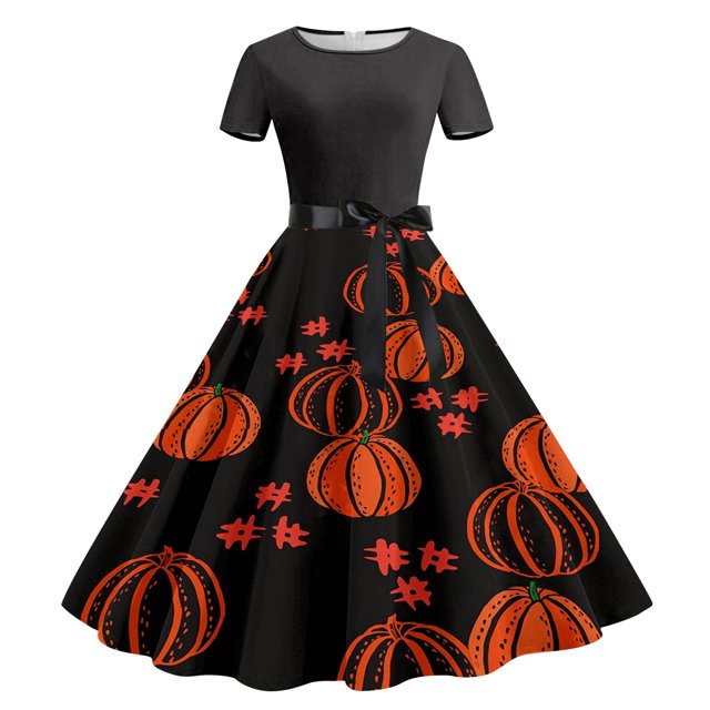 Robe d'Été pour Femmes 2024 Mode Grande Taille Décontractée Imprimé Floral Manches Courtes Col Rond Longueur Genou 50 % de Réduction Liquidation!