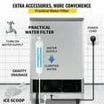 thumbnail image 4 of VEVOR 110V Commercial Ice Maker 110-bs/24H with 22LBS Bin, Full Heavy Duty Stainless Steel Construction, Automatic Operation, Clear Cube for Home Bar, Include Water Filter, Scoop, Connection Hose, 4 of 8