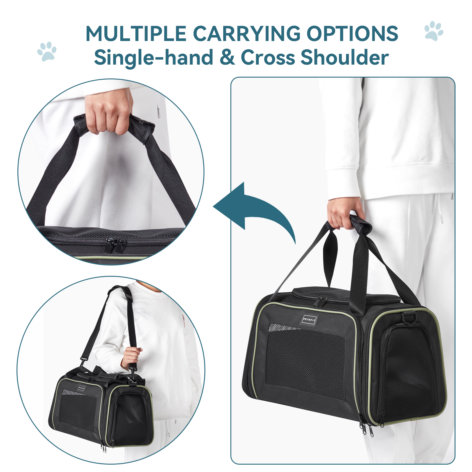 Petsfit 17in Airline Approved Cat Carrier with Extendable Mat photo 3