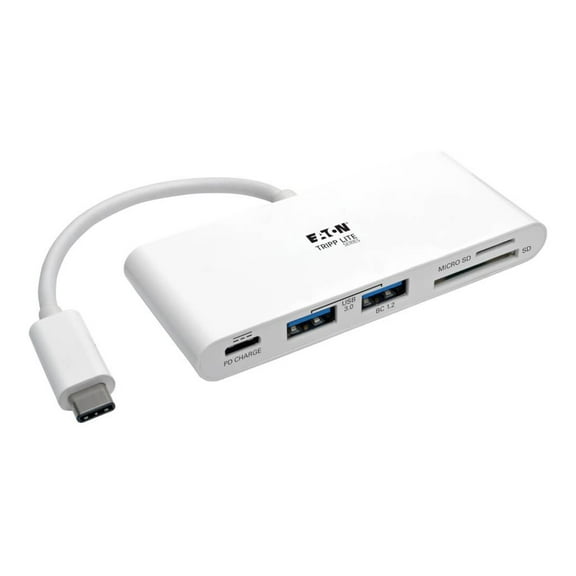 Tripp Lite 2-Port USB Portable Hub w/ Charging Port & MicroSD & SD/MMC Reader