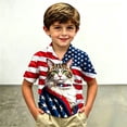 thumbnail image 2 of WEIGFI Child Toddler Boys Tee Independence Day Stars Stripes Graphic Print Patriotic Short Sleeve Casual Summer Lapel Adorable Party Tops,Red3,6-7 Years, 2 of 4