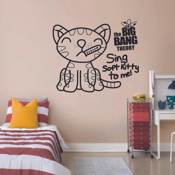 The Big Bang Theory Sitcom - Sheldon Penny Sing Soft Kitty To Me Wam Kitty Wall Sticker For Home Room Bedroom House Art Decal House Fun Home Decor Sticker Wall Art Vinyl Decoration Size (20x20 inch)