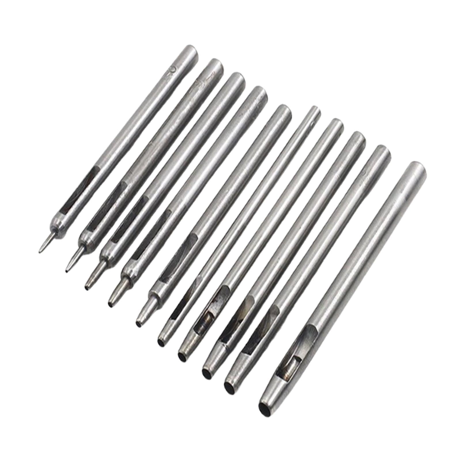 10 Pieces Leather Belt Hole Punch Tools Cutter Steel Material Multi Size for Watch Band DIY Projects