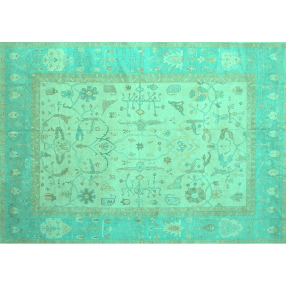 Ahgly Company Indoor Rectangle Persian Turquoise Blue Traditional Area Rugs, 8' x 10'