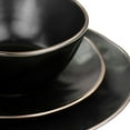 thumbnail image 4 of Elama Modern 16 Piece Stoneware Dinnerware Set in Matte Black with Gold Rim, 4 of 9