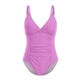 thumbnail image 5 of vigerkar Women's One Piece Swimsuit Tummy Control Deep V Neck Double Straps Bathing Suit Purple, XL, 5 of 9