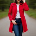 thumbnail image 2 of Women's Winter Double-Breasted Longline Coat - Solid Color Dressy Windbreaker Overcoat, Red, L, 2 of 5