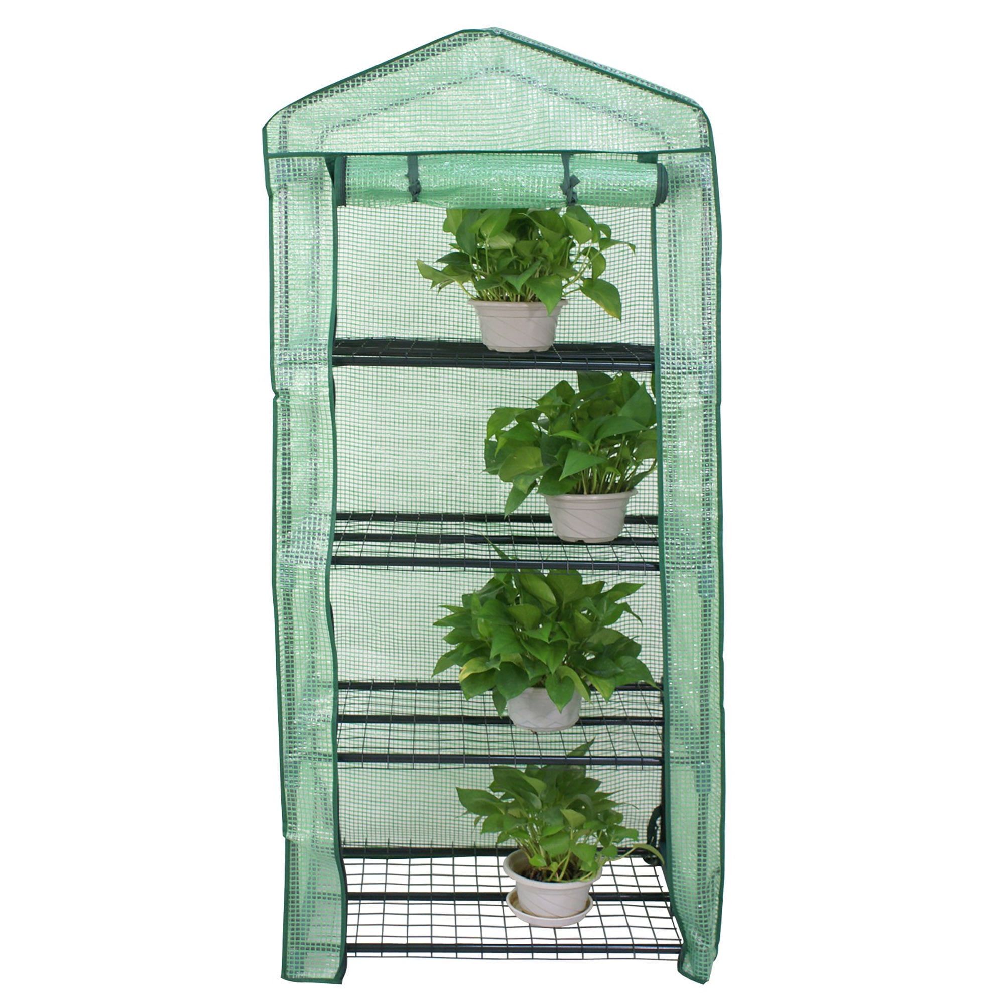 Woodside 4 Tier Garden Greenhouse Outdoor Pot Plant Growhouse with PE Cover 