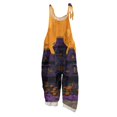 thumbnail image 2 of Halloween Jumpsuits for Women Linen Oversized Sleeveless Dressy Floral Print Adjustable Strap Rompers, 2 of 6