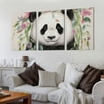 thumbnail image 2 of Shadudu Panda Bear Flowers Canvas Wall Art Triptych Set Modern Prints 3 Pieces 12x16 Inches Unframed 12"x16"x3pcs, 2 of 6