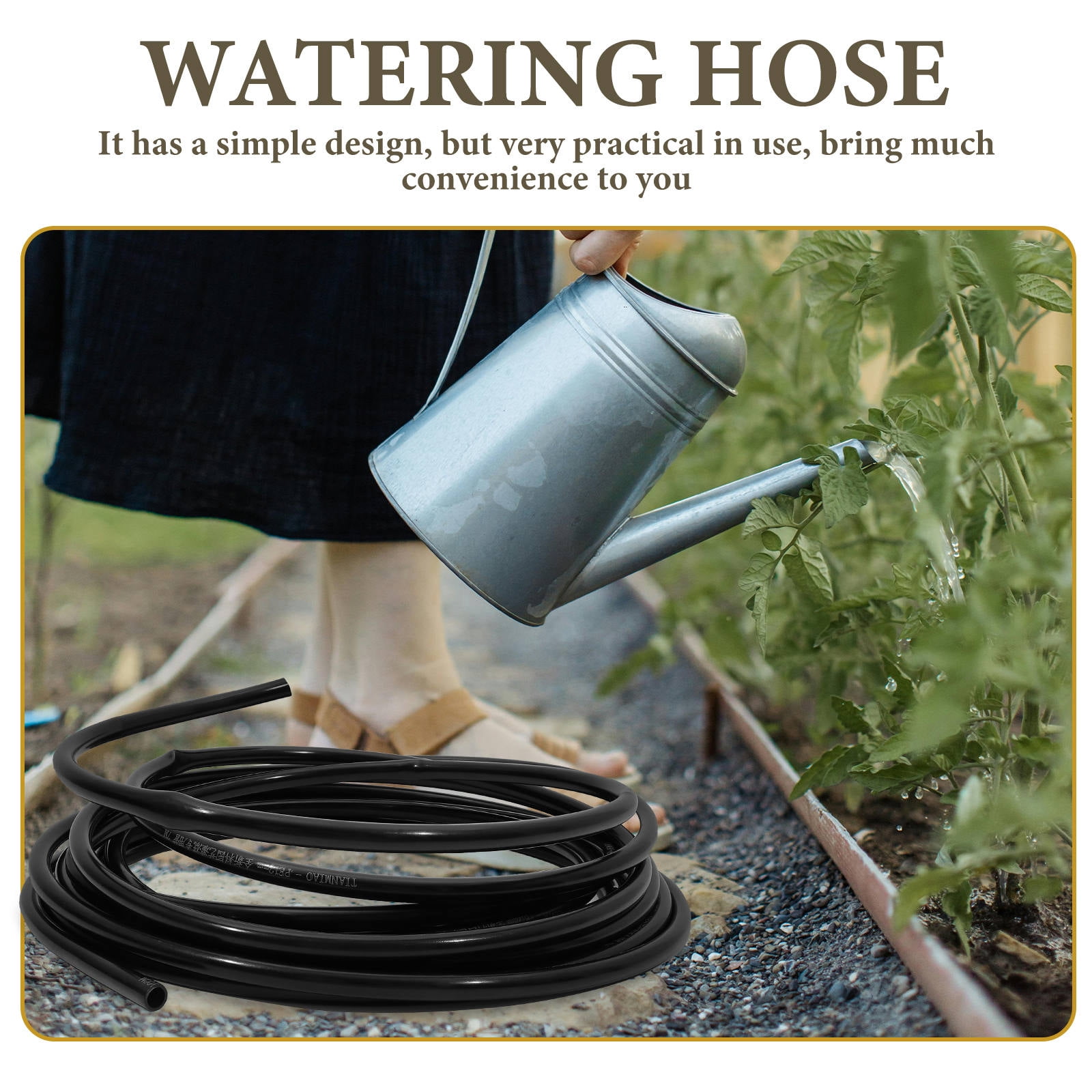 Raindrops  Pneumatic Air Brake Pipe Green Water Hose outside Plants Black