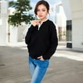 thumbnail image 6 of Women's Long Sleeve Sweater with V-Neckline and Lace Trim Detail - X Large, Black, 6 of 6