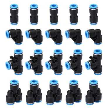 AIRTOON 20PCS 3/8" Push to Connect Air Fittings Pneumatic Fittings Kit Includes 5 Spliters 5 Elbows 5 tee 5 Straight (20 pcs)