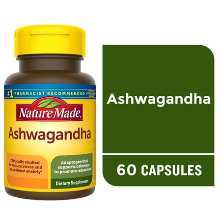 Nature Made Ashwagandha Capsules 125mg, Dietary Supplement for Stress Support, 60 Count