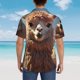 thumbnail image 4 of Balery Fluffy Alpaca Mountain Meadow Camisas hawaianas de manga corta para hombre, camisas playeras de corte holgado, camisas de vacaciones con botones,Large, 4 of 7