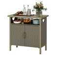 thumbnail image 2 of Uforic Patio Wicker Bar Table, Outdoor Wicker Storage Cabinet, Bar Counter Table, Deck Box - Brown, 2 of 9