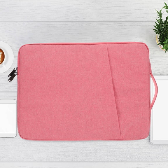 PAMINGONO Pink Polyester Laptop Sleeve with Handle Zipper and Front Pocket for Travel