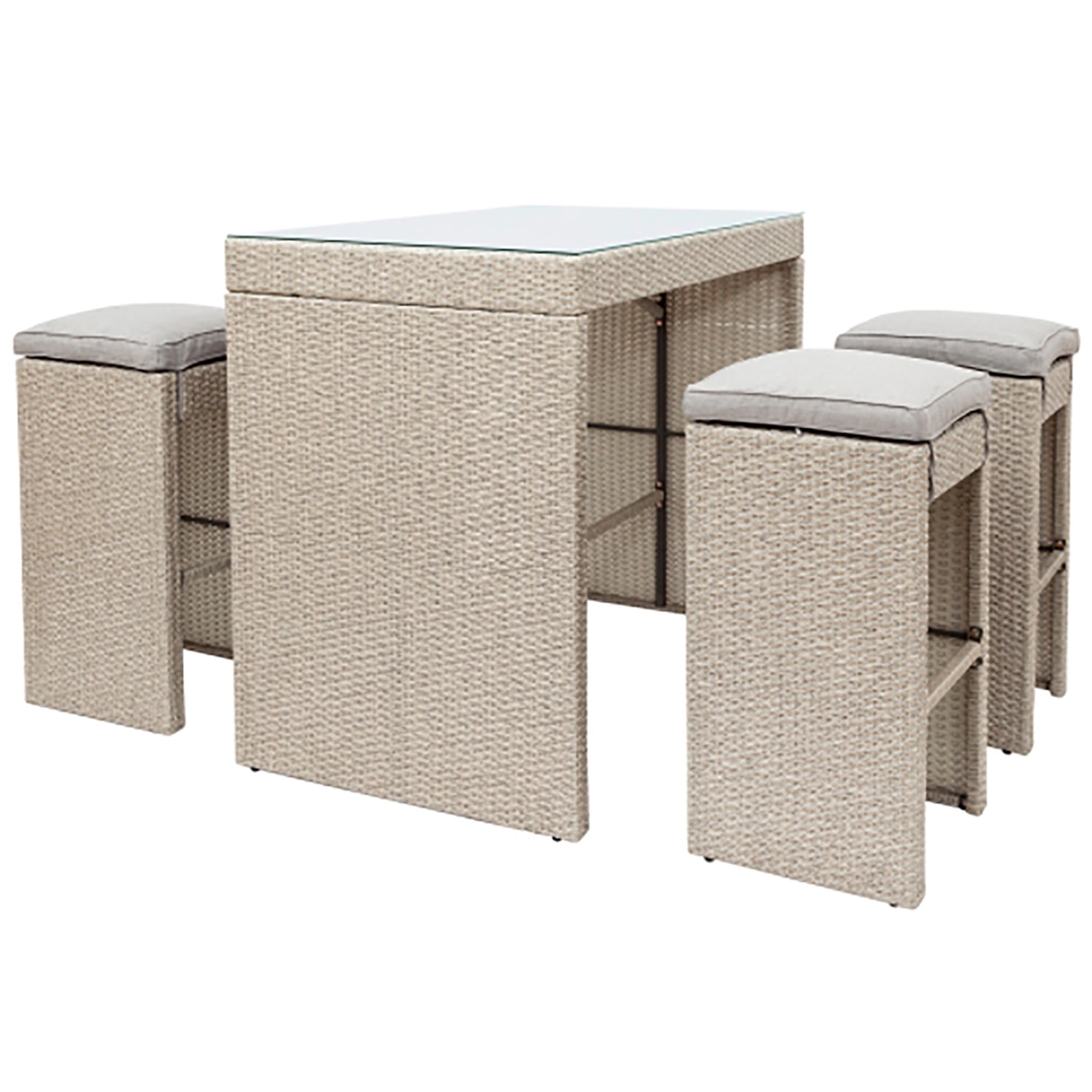 Kadyn Outdoor Patio 5-Piece Rattan Dining Table Set, PE Wicker Bar Furniture Set with with 4 Stools, Brown Cushion+Brown Wicker (Brown + Rattan) Kadyn Outdoor Patio 5-Piece Rattan Dining Table Set, PE Wicker Bar Furniture Set with with 4 Stools, Brown Cushion+Brown Wicker (Brown + Rattan)