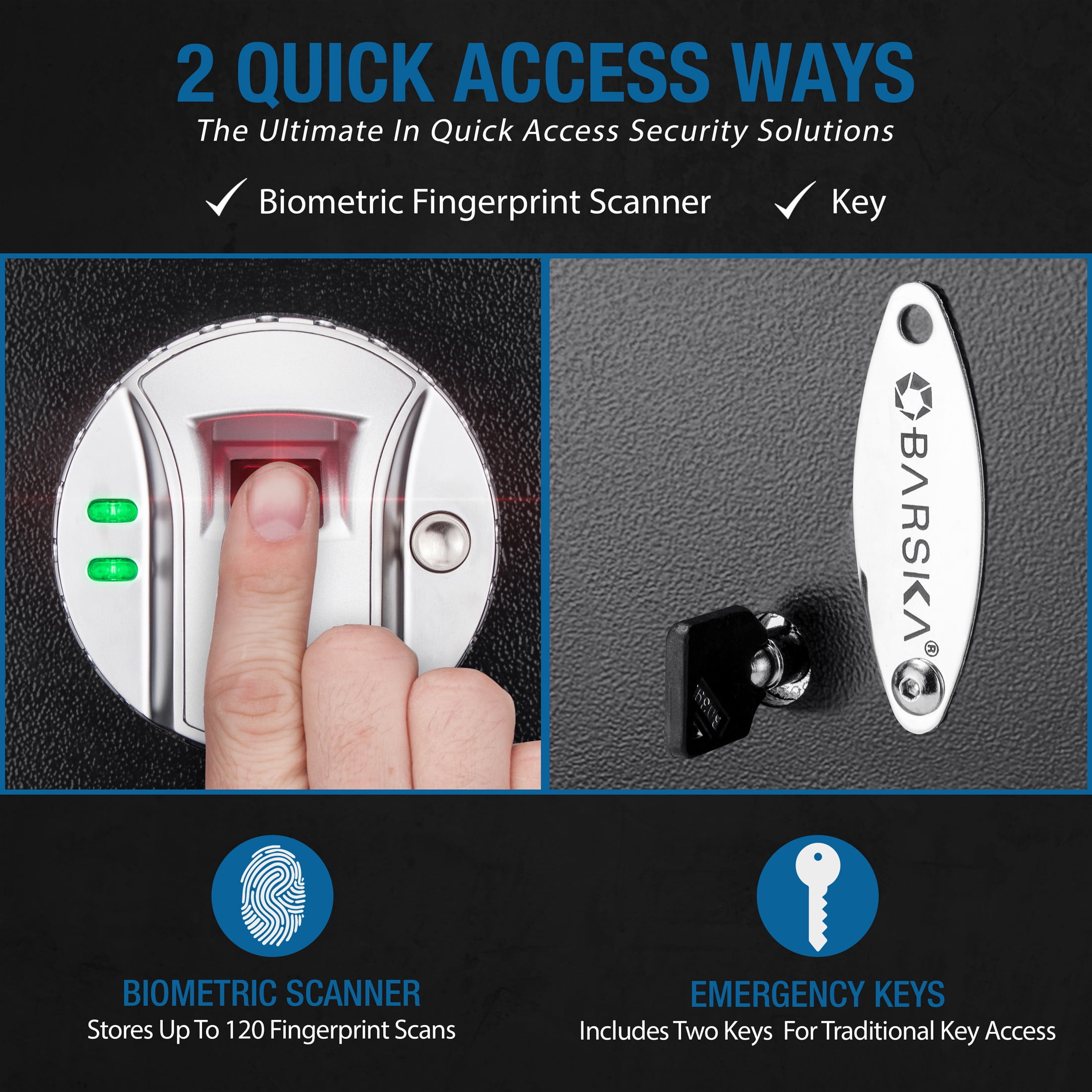 0.23 Cu Ft Top Opening Biometric Security Safe