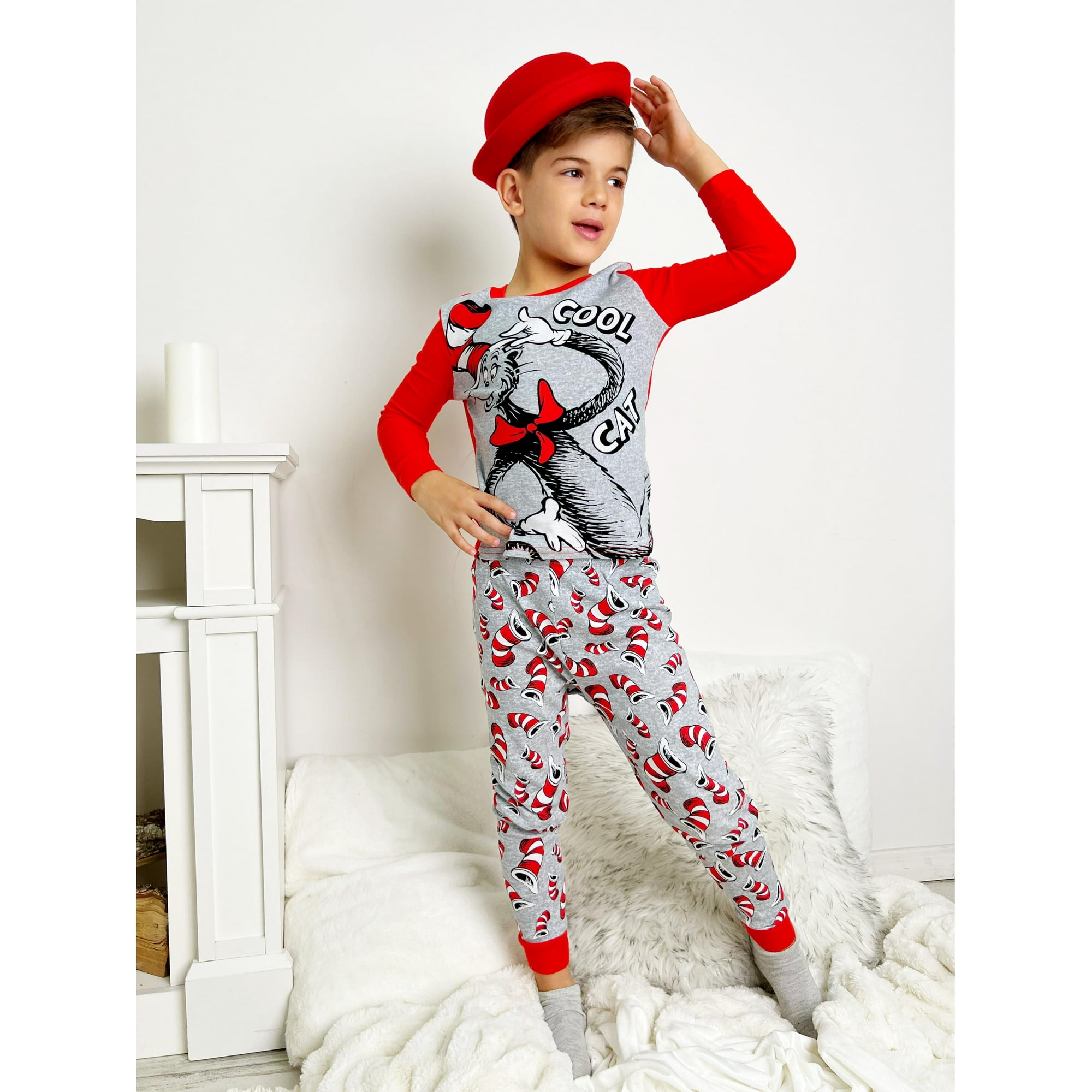 Dr. Seuss Girls Pajama Fun Top and Pants Cotton Sleepwear Set