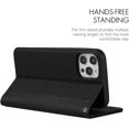 thumbnail image 3 of for iPhone 12/iPhone 12 Pro Wallet Case with RFID Blocking Card Slots Holder and Wrist Strap,Flip Folio Magnetic Closure,Kickstand,Genuine Leather Cover Case for iPhone 12 Pro 6.1",Pure Black, 3 of 7