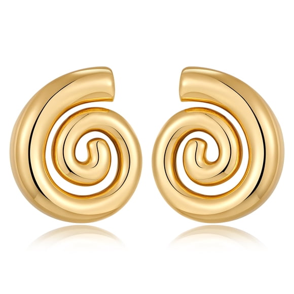 Aretes NEPULOY Espiral Gruesa 3x2.5 cm Chapados en Oro