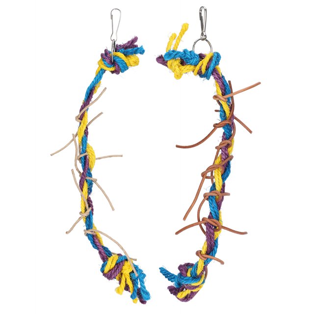 Cuerda para masticar loros, mascota de tres colores de contraste, cuerda para masticar de tres colores, perca con nudo para morder, probada y confiable Jadeshay A