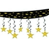 Party Central Pack of 6 Black and Gold Hollywood Party Stars Hanging Ceiling Decors 12'