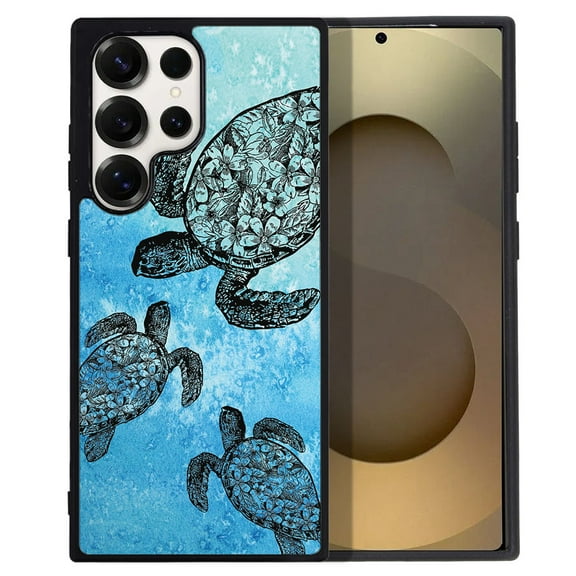 WIRESTER Shockproof Soft Rubber Cover Case for Samsung Galaxy S25 Ultra 6.8" 2025, Animal Ocean Sea Turtles