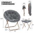 thumbnail image 2 of Monibloom Round Folding Faux Fur Saucer Chair with Ottoman for Adults, Bedroom, Living Room, Dorm, Metal Frame Thick Padded, Gray (2-Pack), 2 of 10