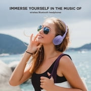 Wireless Headphones Over-Ear, HiFi Stereo Wireless Headphones, Foldable and Wireless Wired Mode, Noise Isolating Over-Ear Headphones with Mic and Volume Control for Computer Laptop Mobile, Purple