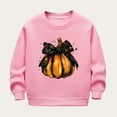 thumbnail image 2 of Oiyii Toddler Girl's Festive Graphic Sweatshirt Crew Neck Long Sleeve Halloween Pumpkin Bow Print Pullover Sweatshirts Holiday Kids Tops,Pink, 2 of 6