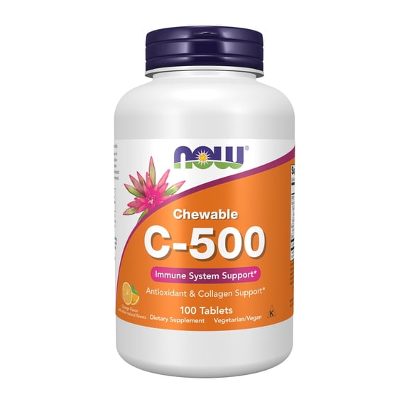 NOW Supplements, Vitamin C-500, Antioxidant Protection*, Orange Juice Flavor, 100 Chewable Lozenges