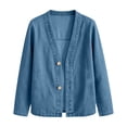 thumbnail image 5 of CAIXIA Denim Cardigan for Women Lightweight Jean Jacket V Neck Classic Button Front Breathable Stretch Relaxed Fit Casual, 5 of 5