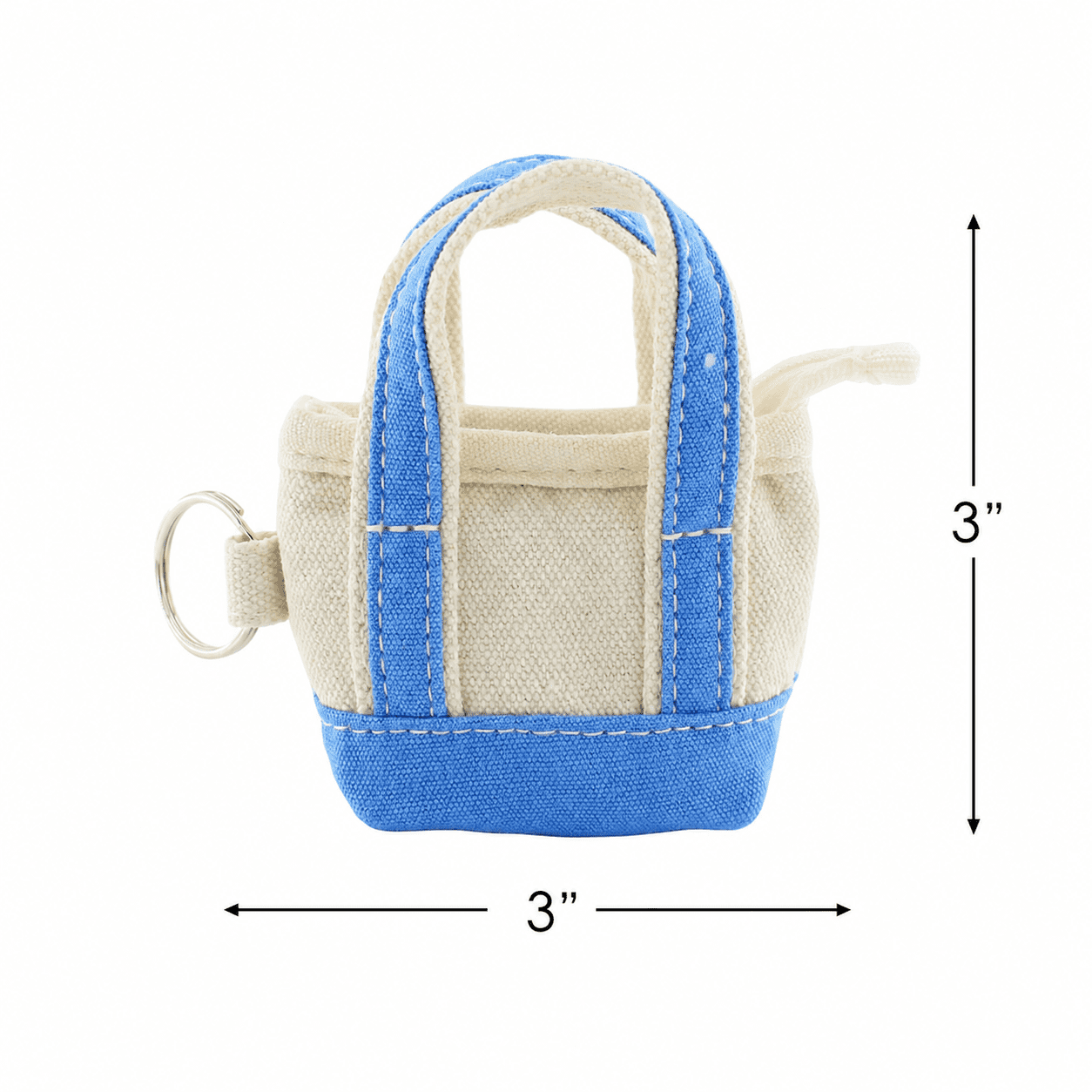 U Style Mini Canvas Tote Keychain, Light Blue
