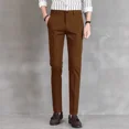thumbnail image 3 of Pantalones de oficina rectos y elásticos de 9 pulgadas recortados para hombre, pantalones de trabajo para hombre, pantalones de traje elásticos con trenzas, ajustados, baratos, para vestir, informales, 3 of 4
