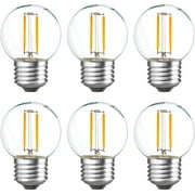 12V 24V Low Voltage LED Bulb Camping Mini Globe Light Bulb, 1W Equivalent to 10 Watt Incandescent, 2700K Warm White Clear Glass Led Light Bulb for Cabins, Boat, RV, Marine, Outdoor Solar, Pack of 6
