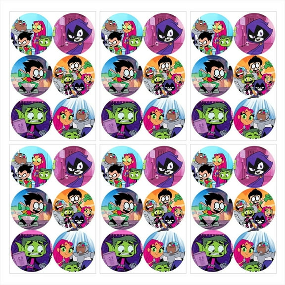 Teen Titans Go Stickers Party Favors Labels Birthday Thank You Themed Round Circle Baby Shower 60pcs