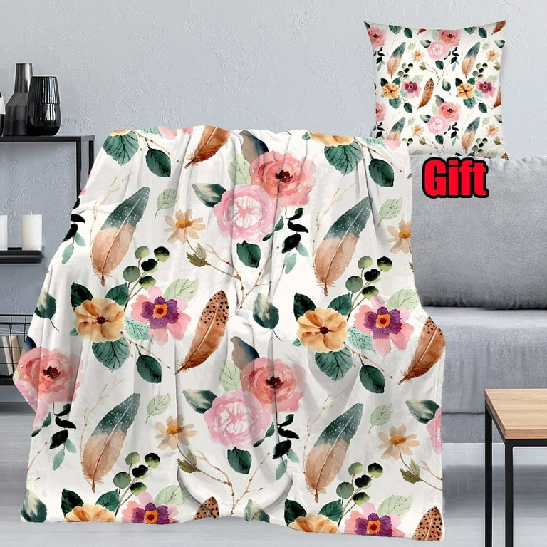Colorful Flowers Blanket With Pillowcases Bed Sofa Living Room Summer Colorful Throws Bedding Mother s Day Gift Blanket For Kids and Adults Walmart
