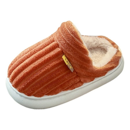 

Kureaily Winter Simple Fashionable Versatile Girls And Boys Toddler Cotton Slippers Little Kid Big Kid Vertical Texture Warm And Non Home Plush Cotton Shoes 13