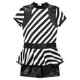 thumbnail image 5 of DPOIS Kids Girls Short Sleeve Cutout Ruffle Striped Leotard Jumpsuit, 5 of 6