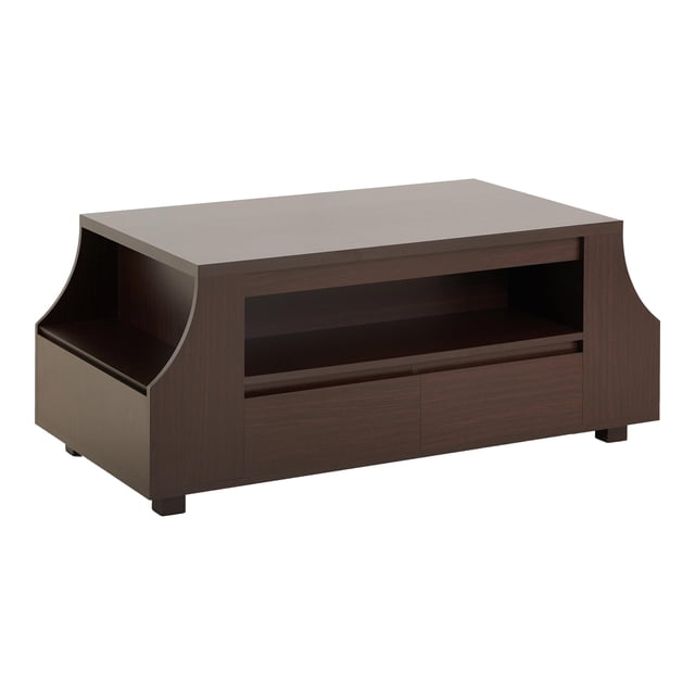 Furniture of America Moshe Table Basse Moderne en Bois avec Rangement Latéral, Noyer