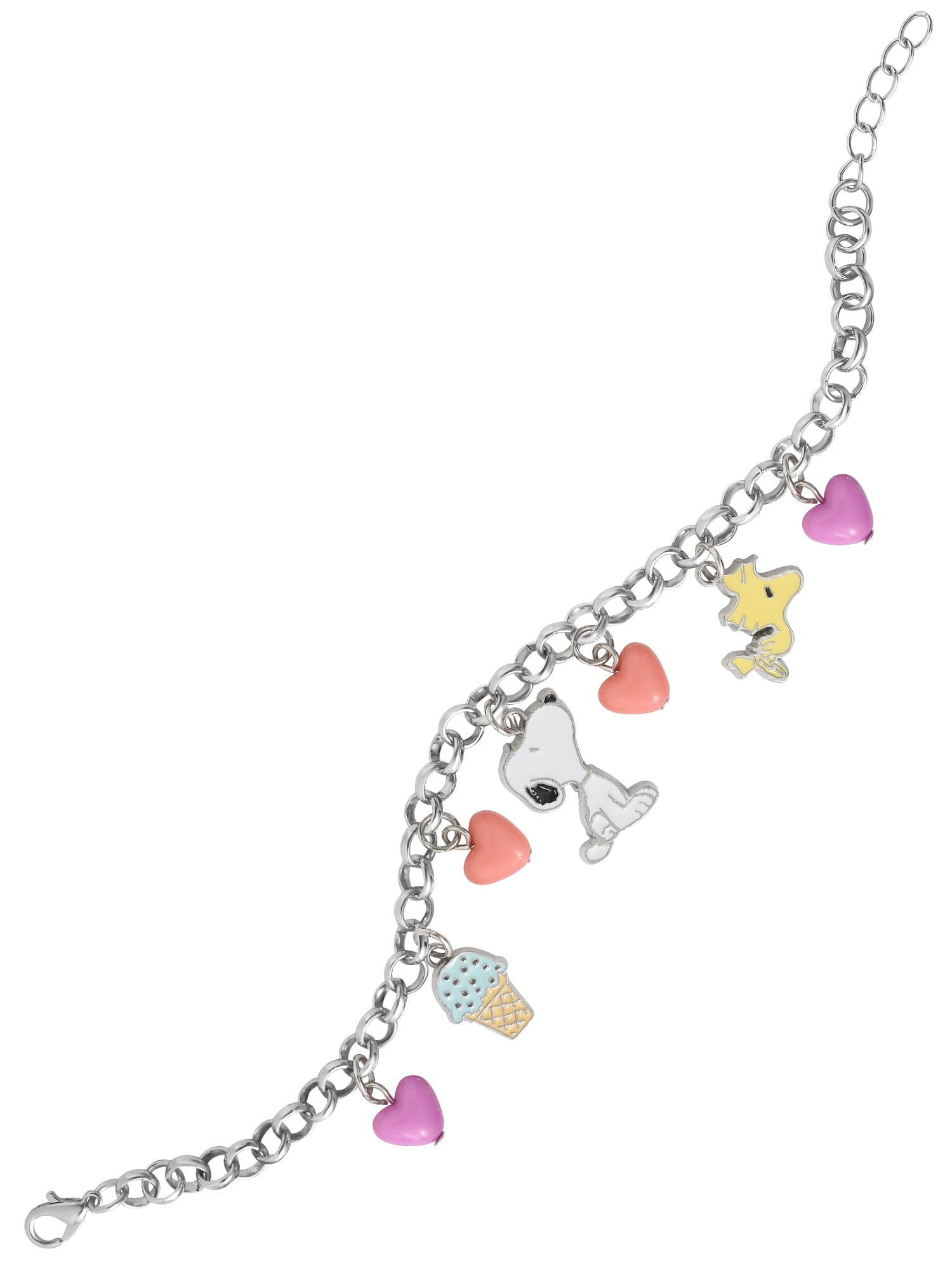 Peanuts Snoopy Character Charm Bracelet with Decorative Accents