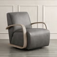 thumbnail image 5 of CHITA Swivel Accent Chair with U-shaped Wood Arm for Living Room Beedroom, Dark Gray Faux Leather&Gray Wood, 5 of 10