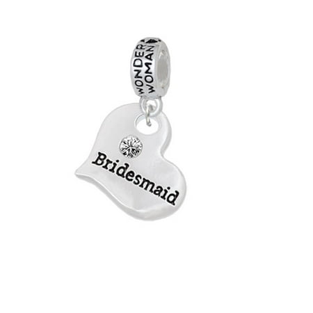 Large Bridesmaid Heart - Wonder Woman Charm Bead