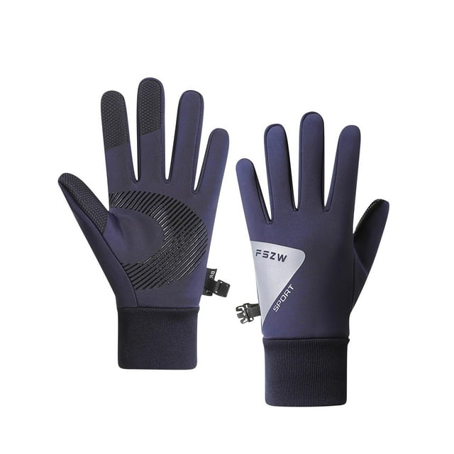Dark Blue Womens Winter Outdoor Fleece Lined Cold Proof Touchscreen Reflective Gloves One Size 3.74 Inches Width 22.5 Inches Length