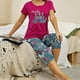 thumbnail image 5 of Conjuntos de pijamas con tops y pantalones capri para mujer, 5 of 5