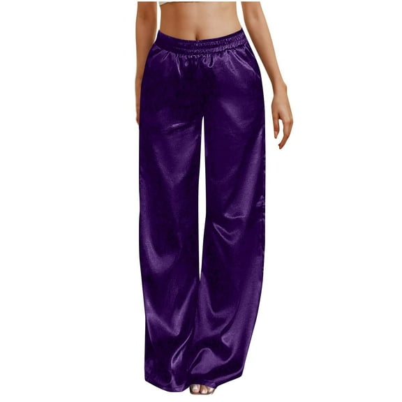 Business Pants Women Solid Color Elastic Waist Sports Casual Pants with Pockets Women’s Velvet Wide Leg Pants Work Casual Trousers with Pockets