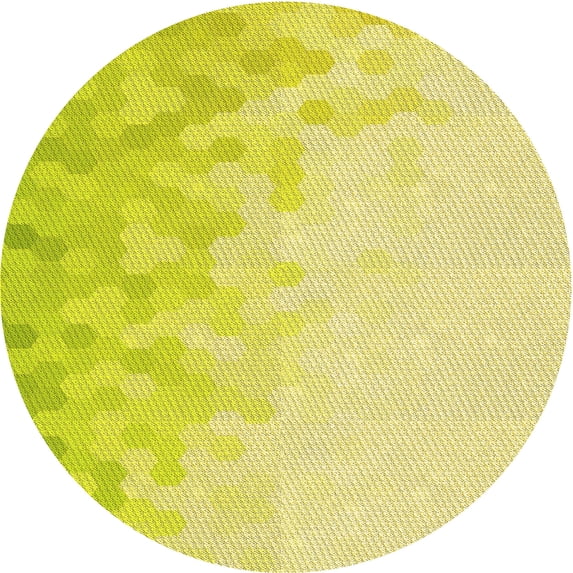 Ahgly Company Machine Washable Indoor Round Transitional Golden Brown Yellow Area Rugs, 4' Round